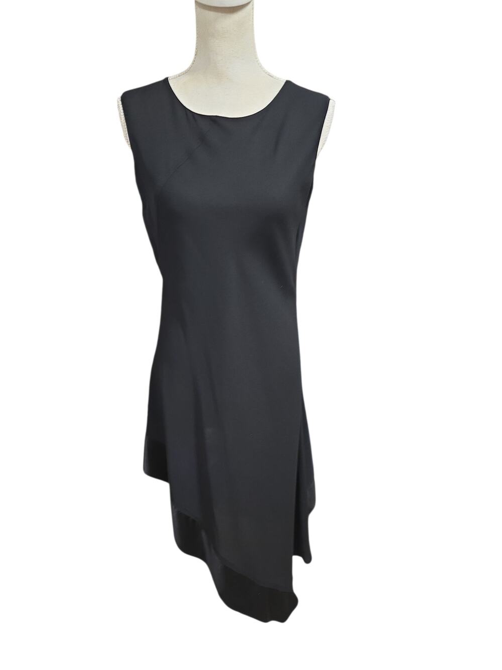 HARARI Black 100% Silk Asymmetrical Dress